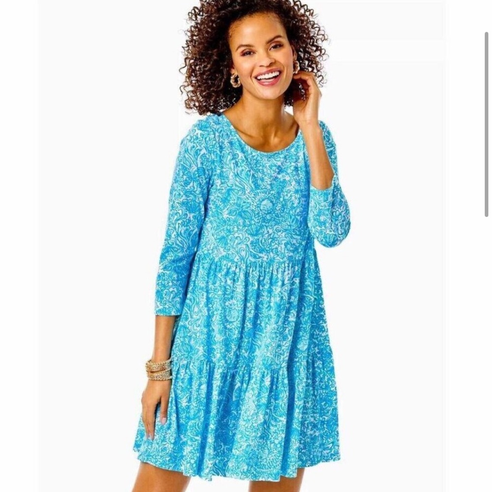 Lilly Pulitzer• Geanna Swing Mini Dress Tiered Cotton• Women’s Size S•EUC